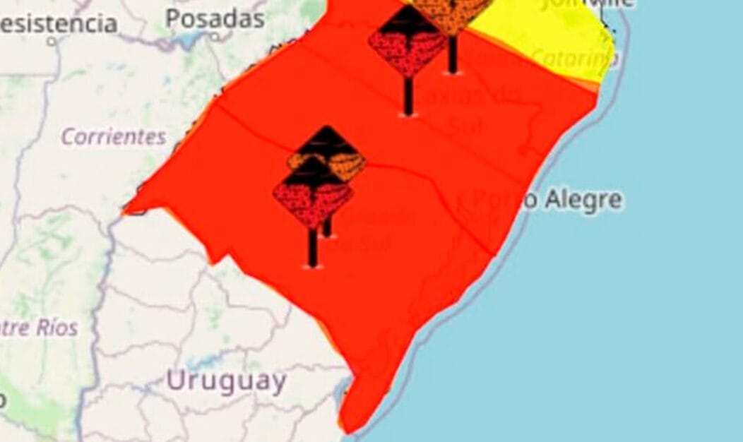 Inmet divulga alertas vermelhos de tempestade para todo o RS