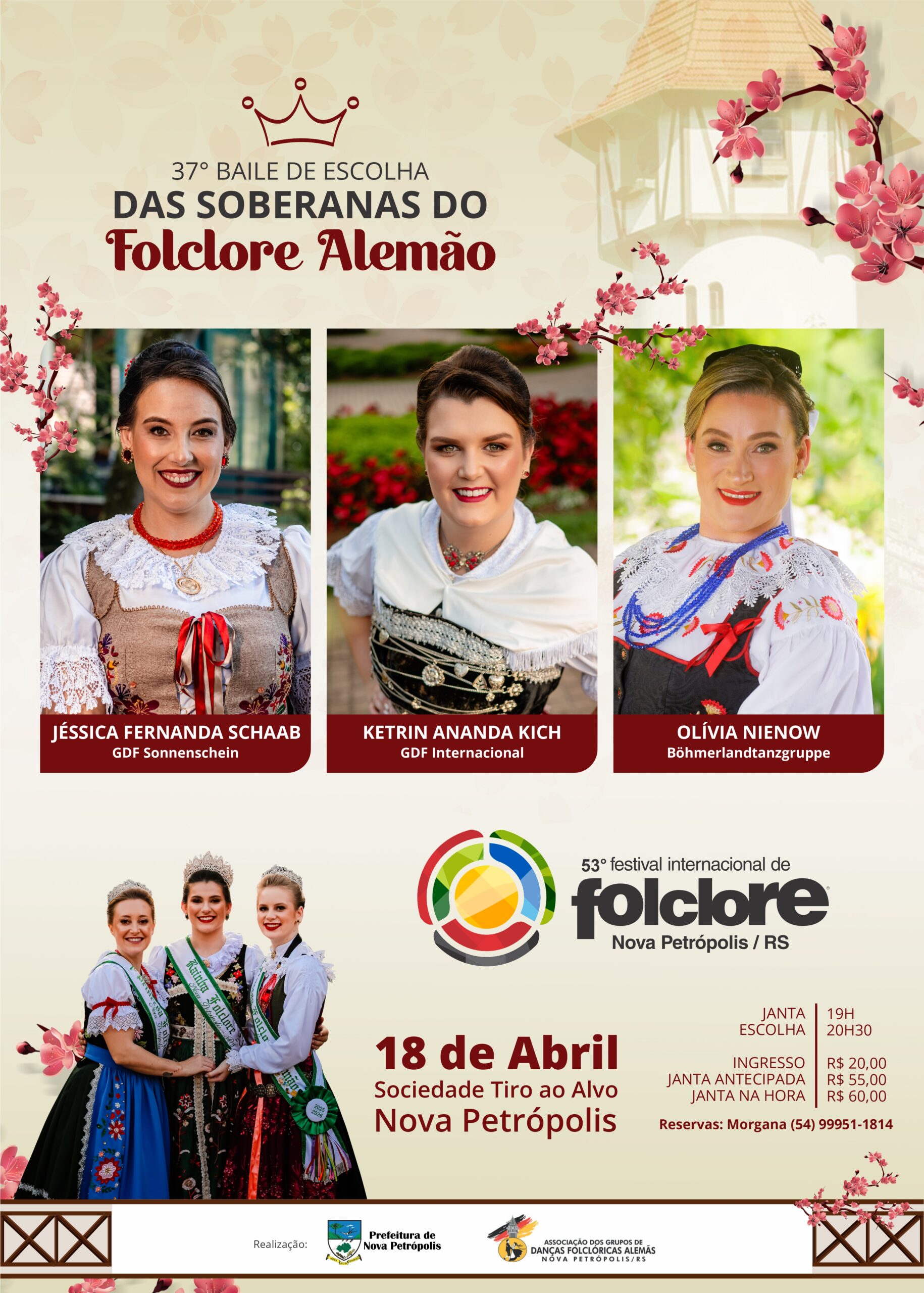 Soberanas do Folclore Alemão serão eleitas dia 18 de abril em Nova Petrópolis